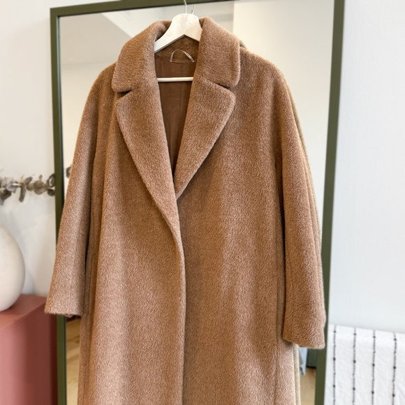 Max Mara Alpaca Wool Belted Wrap Maxi Winter Warm Robe Coat Camel Sz 36 US 6 - Picture 10 of 14